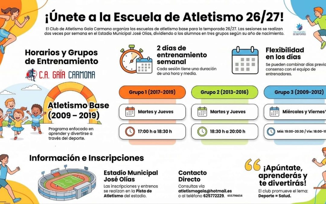 La Escuela de Atletismo abre sus inscripciones para la temporada 2026/2027